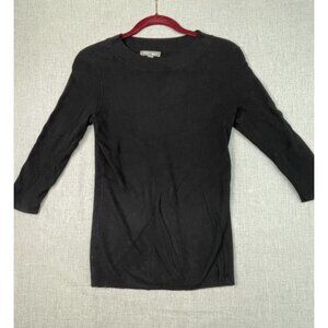 Roz & Ali Women's Plain Black 3/4 Sleeve Round Neck Shirt Blouse Top Small USED